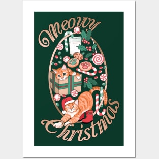 Meowy Christmas Ginger Cats Posters and Art